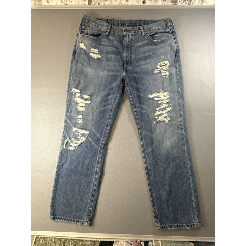 Levis Strauss 541 Mens Jeans 38x30 Distressed Straight Leg Blue Denim